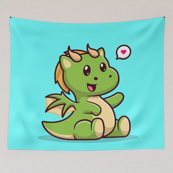Item preview, Cute Baby Green Dragon Sitting Cartoon Vector Icon designed and sold by hjian8219.