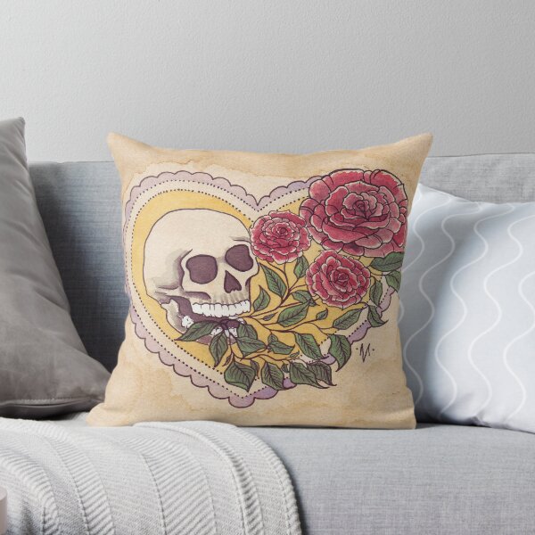 Skull Valentine Throw Pillow
