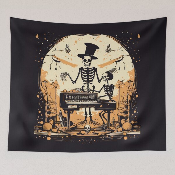 Item preview, Eerie Halloween Street Scene with Dancing Skeleton and Skull 6 designed and sold by eyestetix.