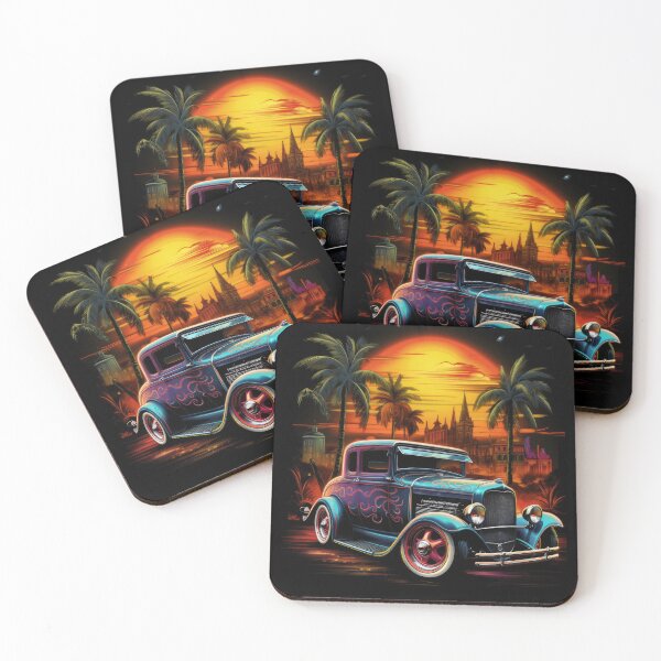 Item preview, Futuristic Cyberpunk Hot Rods in Dystopian Sunset designed and sold by eyestetix.