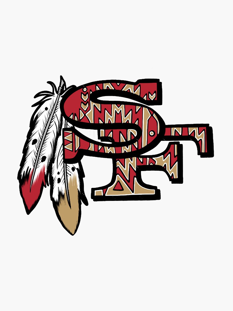 Thumbnail 3 of 3, Sticker, Native American 49ers logo designed and sold by Dogilonka.