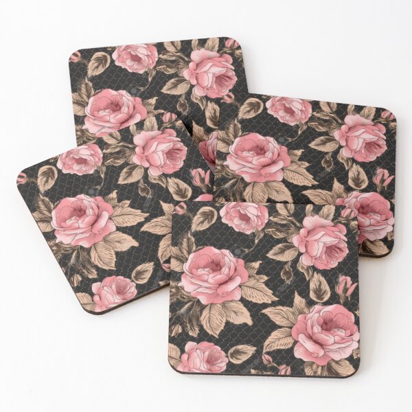 Item preview, BEAUTIFUL PINK ROSE, GOLD AND BLACK BACKGROUND, SEAMLESS PATTERN  designed and sold by SPECTRA005.