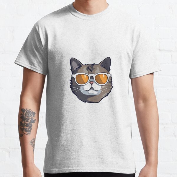 Cat with cheap sunglasses t shirt