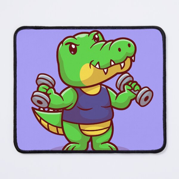 Item preview, Cute Crocodile Lifting Dumbbell Cartoon Vector Icon designed and sold by hjian8219.