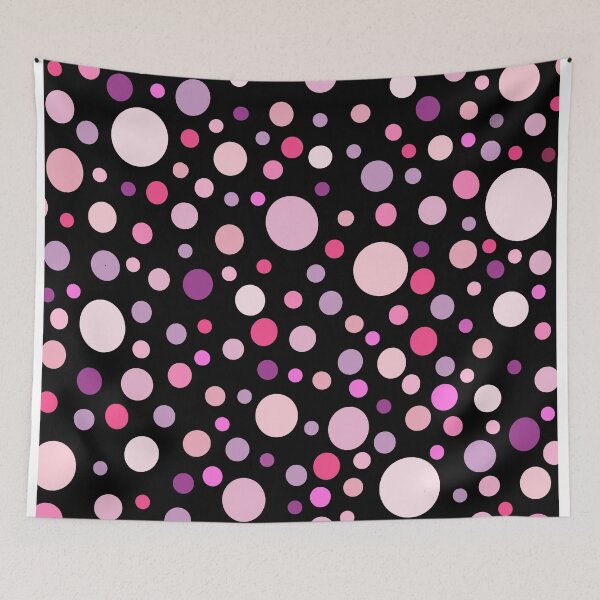 Item preview, Pink and Purple Dots on Black Background Pattern designed and sold by zanydoodles.