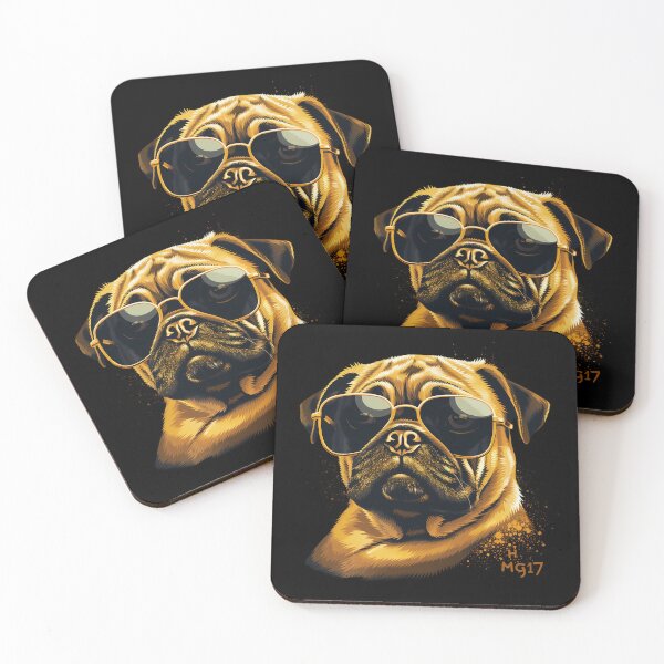 Item preview, Gold Pug With Gold Sunglasses designed and sold by Obsidian Ink by Wilshire.