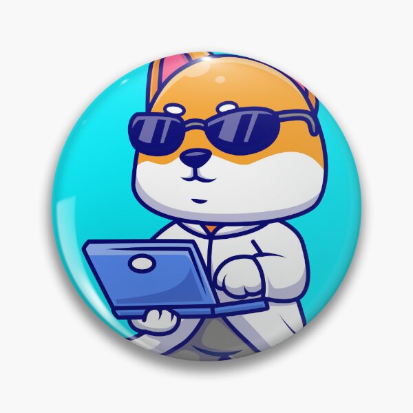 Item preview, Cute Shiba Inu Dog Professor with Laptop Cartoon designed and sold by hjian8219.