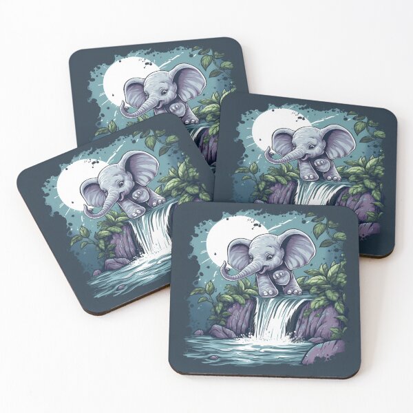 Item preview, Jungle Frolic: Baby Elephant's Waterfall Adventure designed and sold by PaintbrushPlace.