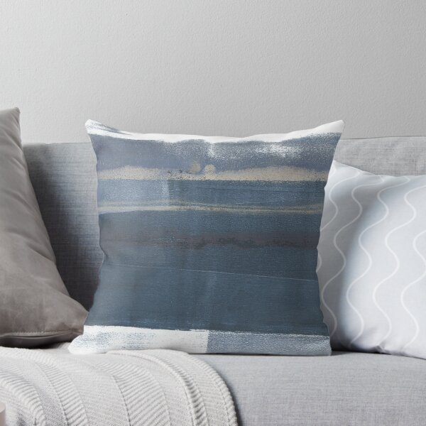 Aperçu de l'œuvre Paysage abstrait minimaliste moderne bleu gris "Toundra" créée et vendue par Janine Aykens.