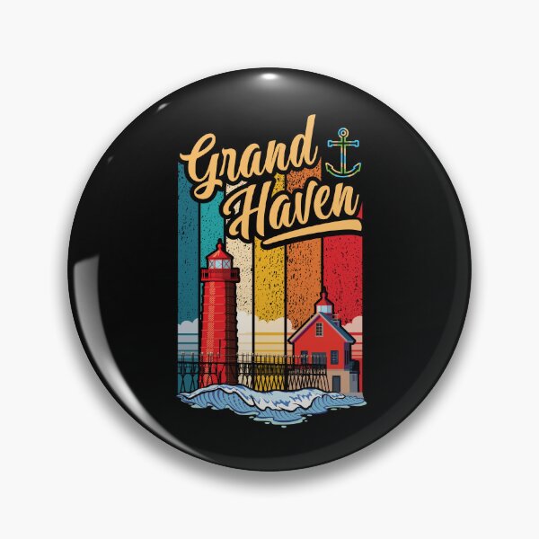 Item preview, Grand Haven Michigan with South Pier Lighthouses designed and sold by SunNoonPark.