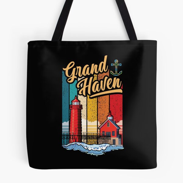 Item preview, Grand Haven Michigan with South Pier Lighthouses designed and sold by SunNoonPark.
