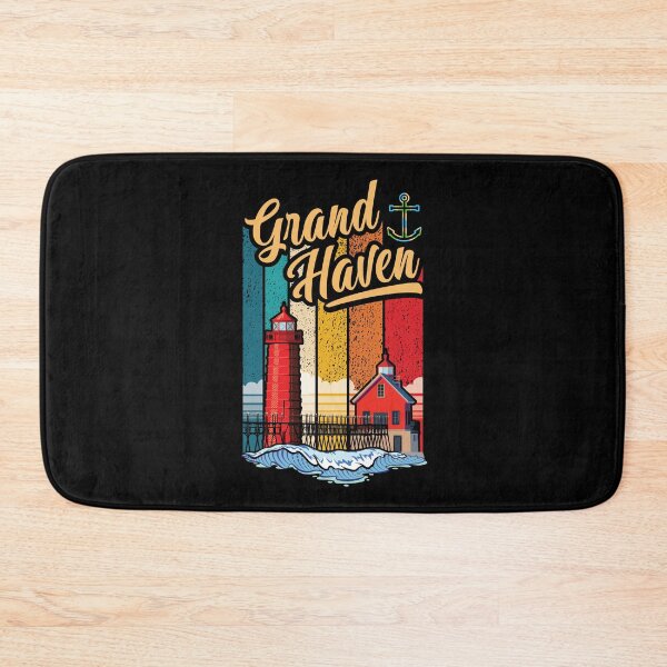Item preview, Grand Haven Michigan with South Pier Lighthouses designed and sold by SunNoonPark.