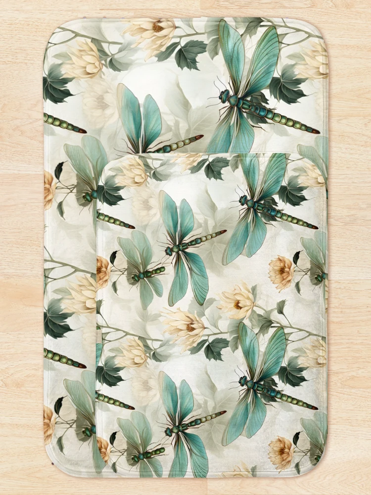 Thumbnail 5 of 6, Bath Mat, Dragonfly Pattern 3 designed and sold by DigitalPatternx.