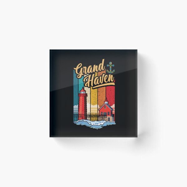 Item preview, Grand Haven Michigan with South Pier Lighthouses designed and sold by SunNoonPark.