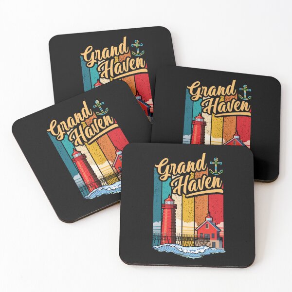 Item preview, Grand Haven Michigan with South Pier Lighthouses designed and sold by SunNoonPark.