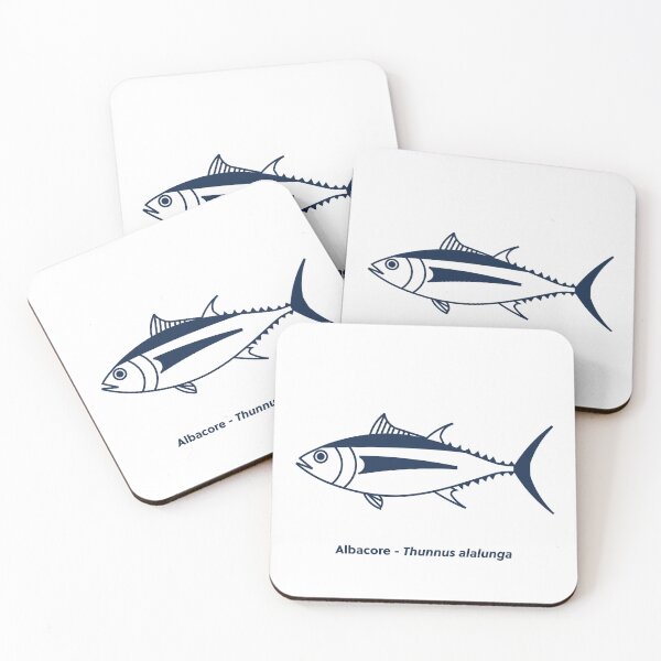 Item preview, Cute Albacore Tuna Fish in Marine Blue and White designed and sold by fruttidimare.