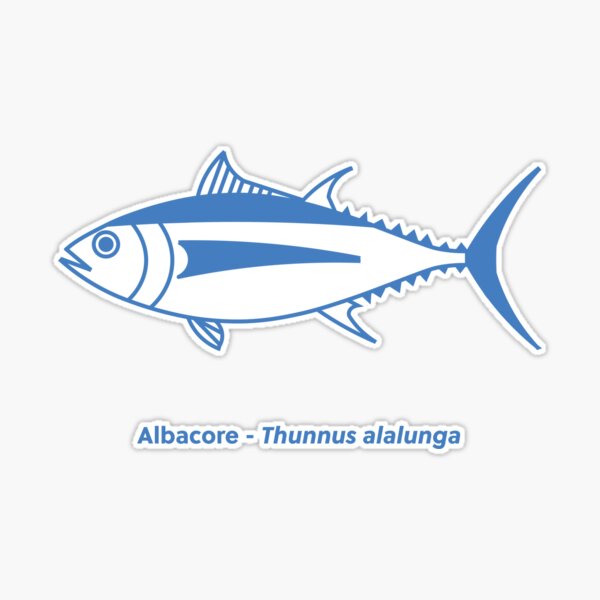 Cute Albacore Tuna Fish in Aegean Blue and White | Sticker