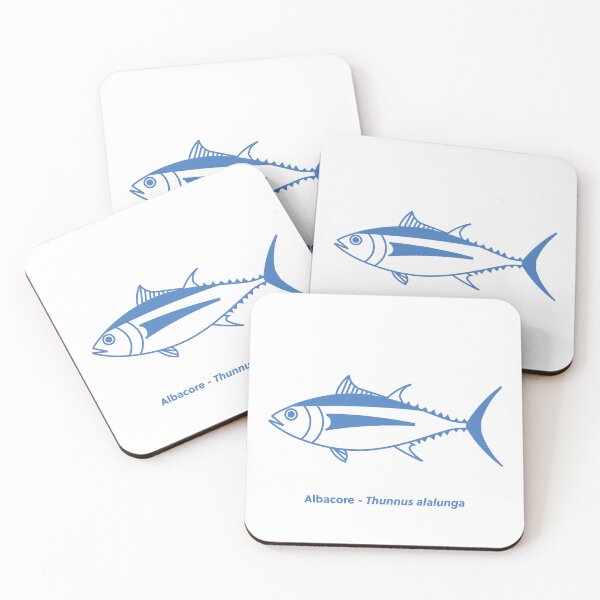 Item preview, Cute Albacore Tuna Fish in Aegean Blue and White designed and sold by fruttidimare.