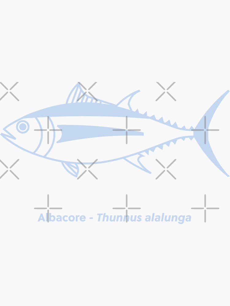 Cute Albacore Tuna Fish in Pastel Blue and White Sticker for Sale by  fruttidimare