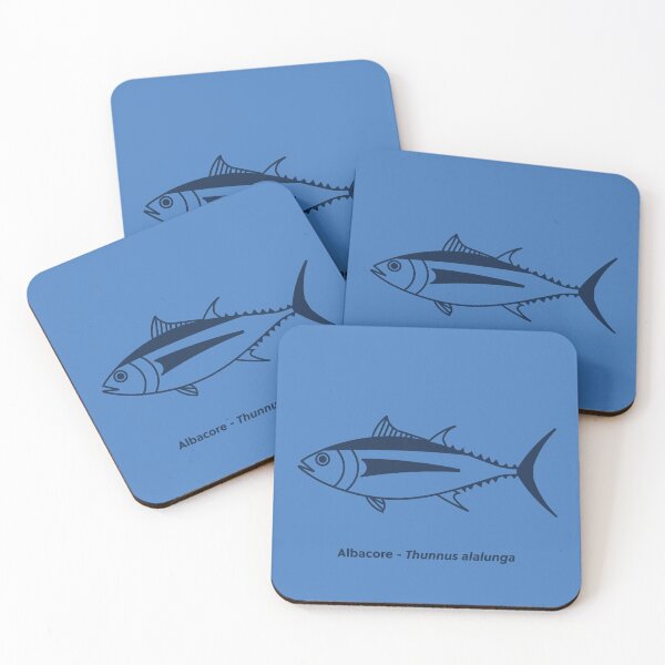 Item preview, Cute Albacore Tuna Fish in Marine Blue on Aegean Blue designed and sold by fruttidimare.