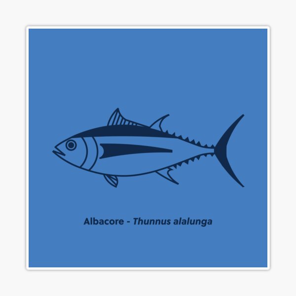 Cute Albacore Tuna Fish in Marine Blue and White | Sticker