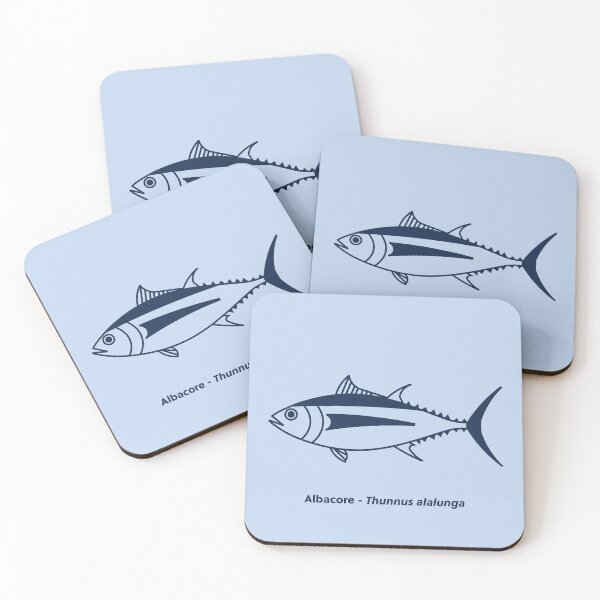 Item preview, Cute Albacore Tuna Fish in Marine Blue on Pale Blue designed and sold by fruttidimare.