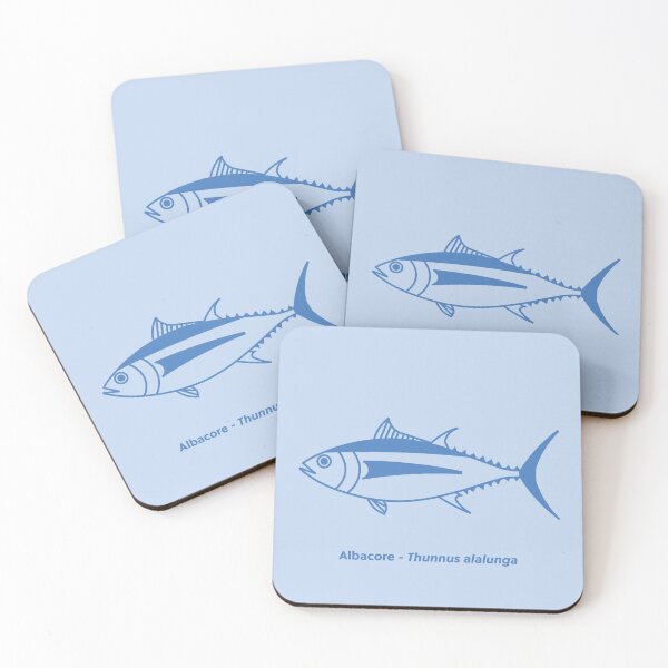 Item preview, Cute Albacore Tuna Fish in Aegean Blue on Pale Blue designed and sold by fruttidimare.