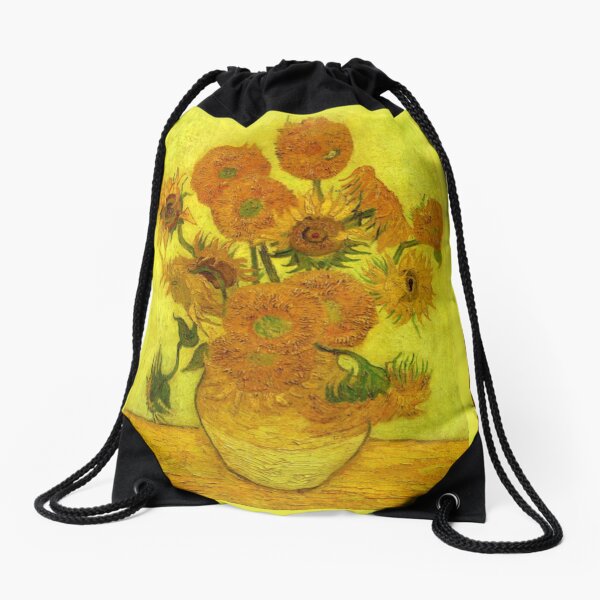 Van Gogh - Fourteen Sunflowers, 1889, famous painting Drawstring Bag