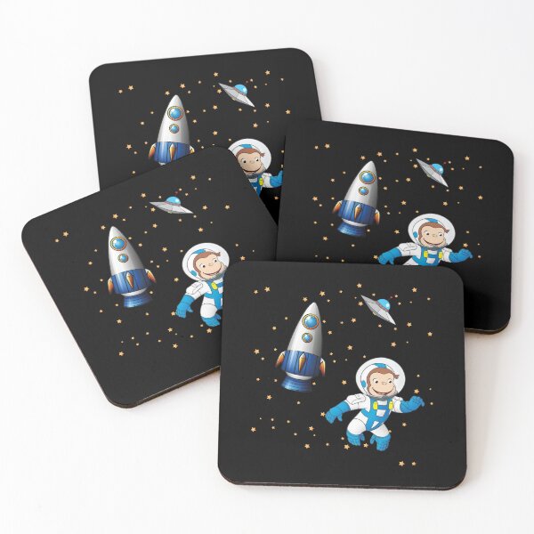 Item preview, George el curioso mono astronauta dibujo animado en escena espacial para habitación infantil designed and sold by karalyn-boulwar.