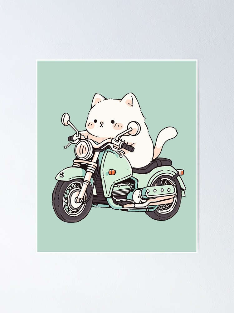 Cool Cat On Motorcycle