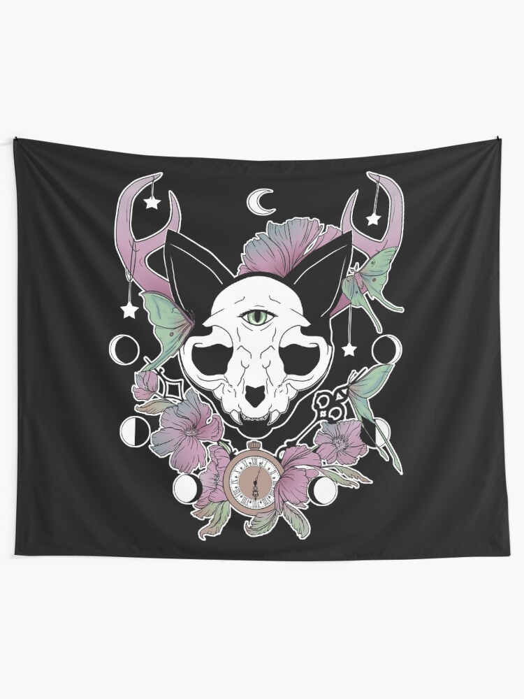 Disover Twilight -- Skull Cat | Tapestry