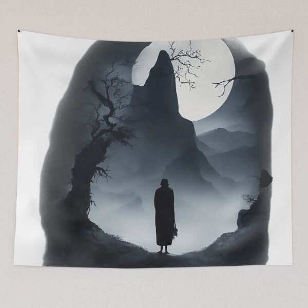 Item preview, A Lonely Ghost in a Dark Mountain designed and sold by OnlyClassicArt.