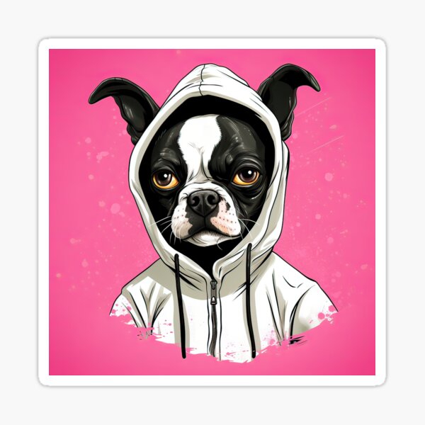 Item preview, Cool Boston Terrier White Pink Hoodie designed and sold by jaredmcwhae.