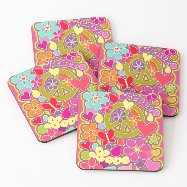 Item preview, Retro Colorful Peace and Love Flower Power Art designed and sold by Alondra.