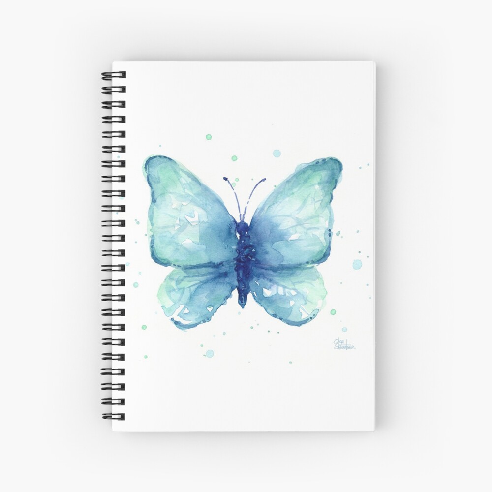 Blue Butterfly Watercolor Spiral Notebook