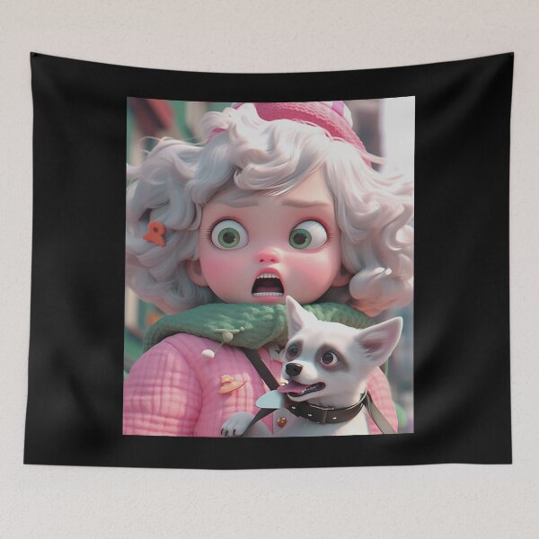 Item preview, adorable little child and artist dog designed and sold by Semange.