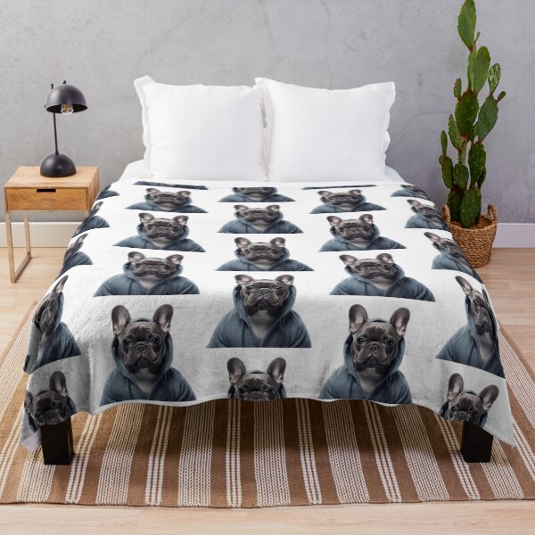 Item preview, Cool Bulldog Francés sudadera con capucha gris designed and sold by jaredmcwhae.