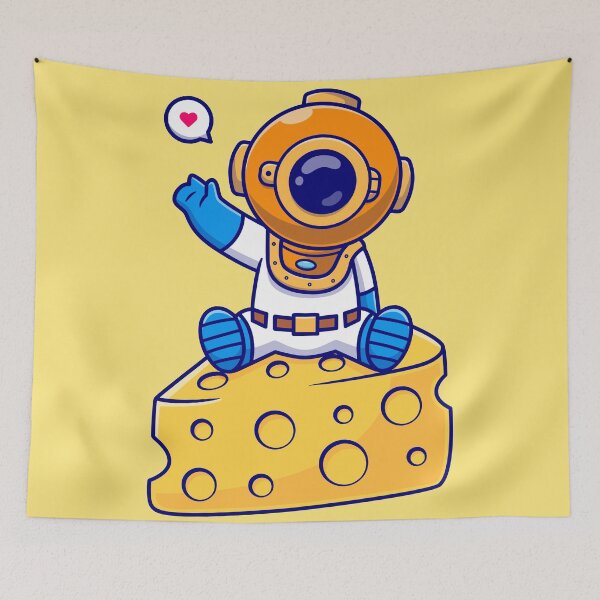 Item preview, Cute Diver Enjoying Cheese Cartoon designed and sold by hjian8219.