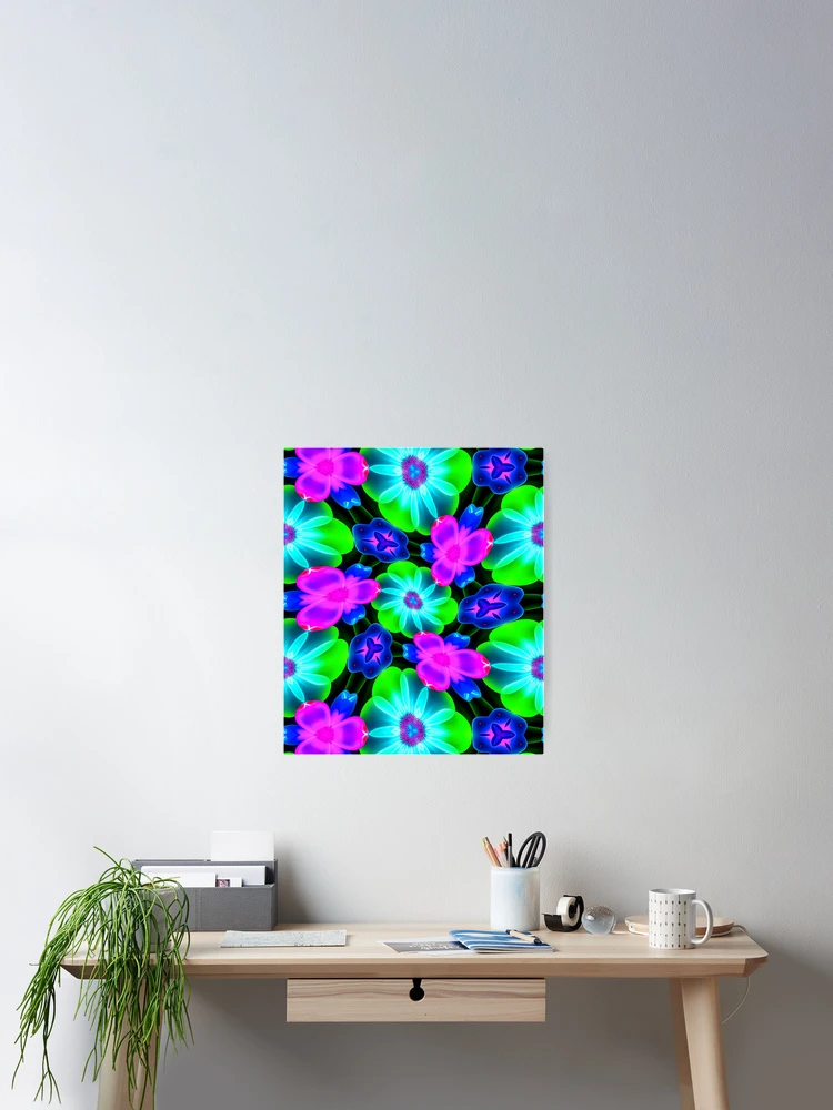 Thumbnail 2 of 3, Poster, Unique Colorful Flower Pattern designed and sold by Patternflower.