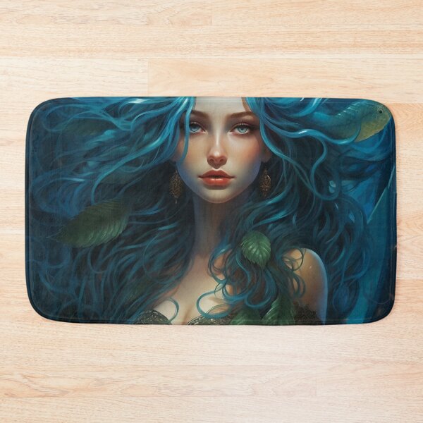 Item preview, Moonlit Azure: A Blue-Haired Muse Amidst Nature's Monochrome Symphony designed and sold by oanaunciuleanu.
