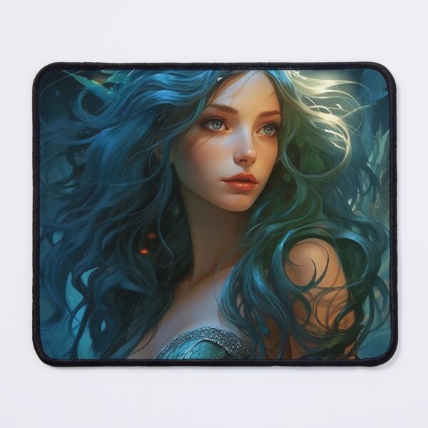 Item preview, Moonlit Azure: A Blue-Haired Muse Amidst Nature's Monochrome Symphony designed and sold by oanaunciuleanu.