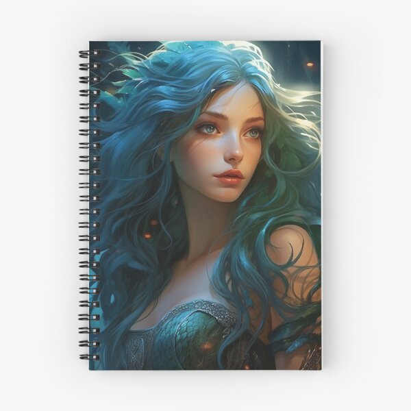 Item preview, Moonlit Azure: A Blue-Haired Muse Amidst Nature's Monochrome Symphony designed and sold by oanaunciuleanu.