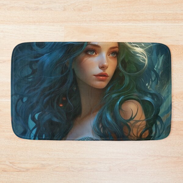 Item preview, Moonlit Azure: A Blue-Haired Muse Amidst Nature's Monochrome Symphony designed and sold by oanaunciuleanu.