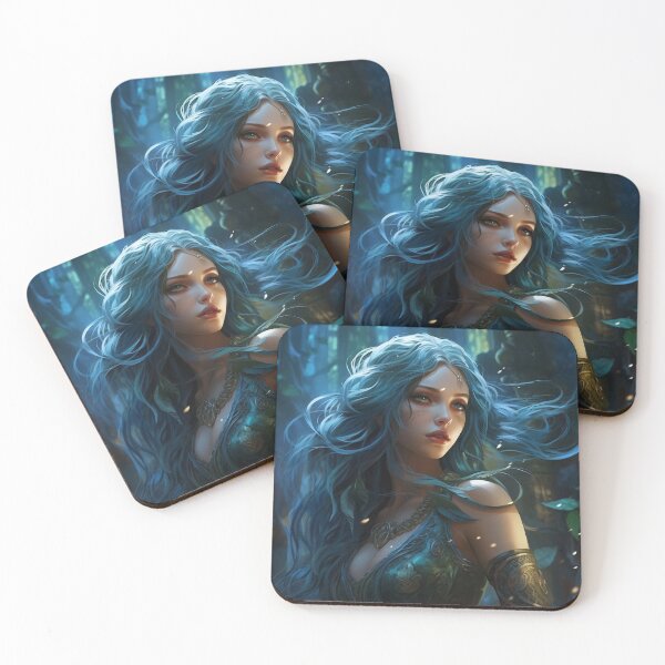 Item preview, Moonlit Azure: A Blue-Haired Muse Amidst Nature's Monochrome Symphony designed and sold by oanaunciuleanu.