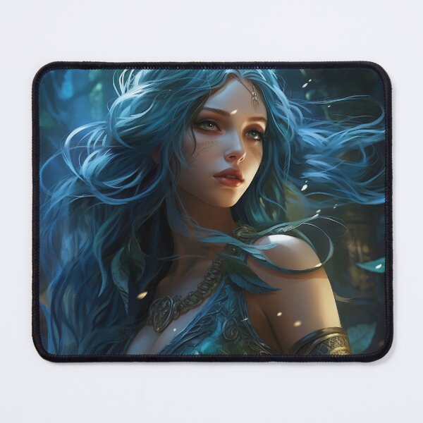 Item preview, Moonlit Azure: A Blue-Haired Muse Amidst Nature's Monochrome Symphony designed and sold by oanaunciuleanu.
