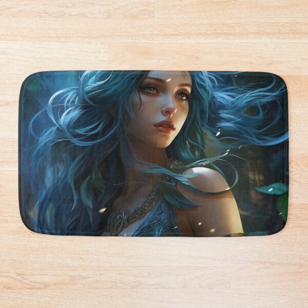 Item preview, Moonlit Azure: A Blue-Haired Muse Amidst Nature's Monochrome Symphony designed and sold by oanaunciuleanu.