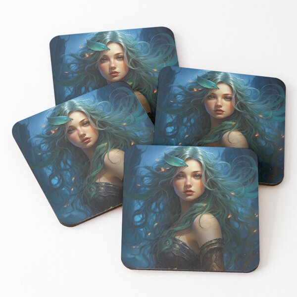 Item preview, Moonlit Azure: A Blue-Haired Muse Amidst Nature's Monochrome Symphony designed and sold by oanaunciuleanu.