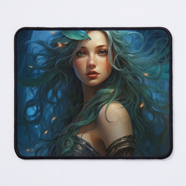 Item preview, Moonlit Azure: A Blue-Haired Muse Amidst Nature's Monochrome Symphony designed and sold by oanaunciuleanu.