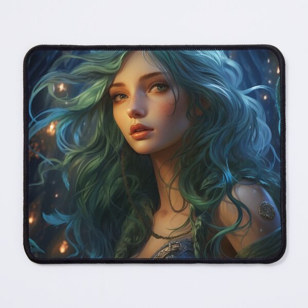 Item preview, Moonlit Azure: A Blue-Haired Muse Amidst Nature's Monochrome Symphony designed and sold by oanaunciuleanu.