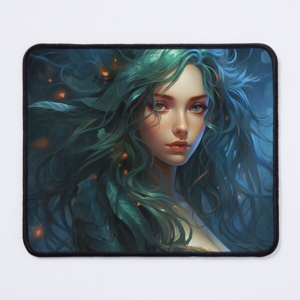 Item preview, Moonlit Azure: A Blue-Haired Muse Amidst Nature's Monochrome Symphony designed and sold by oanaunciuleanu.